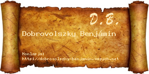 Dobrovolszky Benjámin névjegykártya
